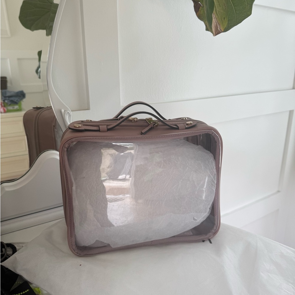 CALPAK Large Clear Cosmetics Case in Mauve